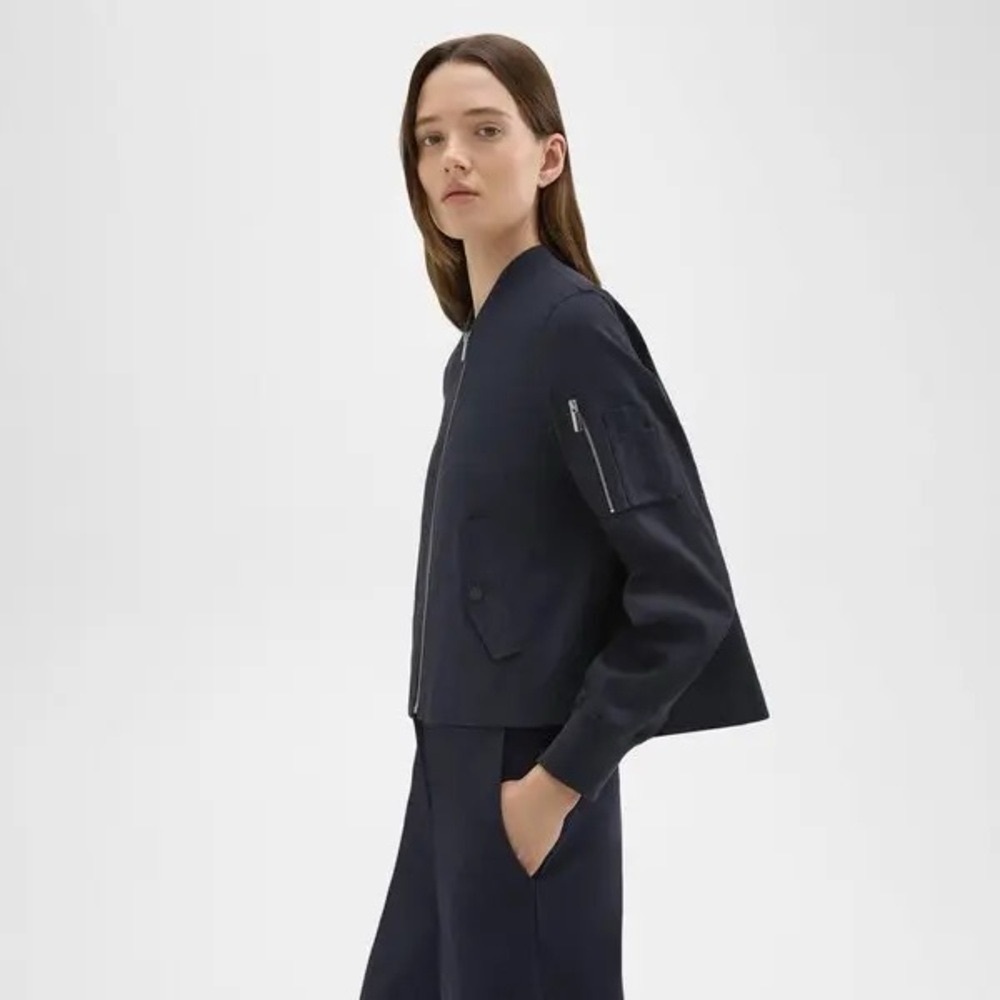 Theory A-Line Flight Jacket in Recycled Nylon Black